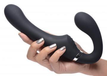 10x Mighty Rider Vibrating Strapless Strap-on Black - My Sex Toy Hub