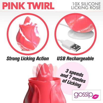 10X Pink Twirl Silicone Licking Rose - My Sex Toy Hub