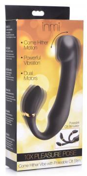 10x Pleasure Pose Come Hither Silicone Vibe With Poseable Clit Stim - My Sex Toy Hub