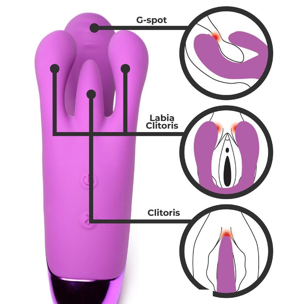 10X Triple Rabbit Silicone Clitoral Vibrator - Purple - My Sex Toy Hub