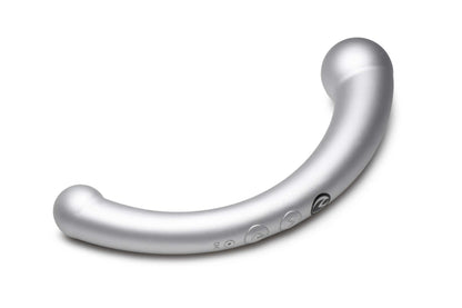 10x Vibra-Crescent Silicone Dual Ended Dildo - Silver - My Sex Toy Hub