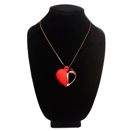 10x Vibrating Silicone Heart Necklace - Rose Gold/ Red - My Sex Toy Hub