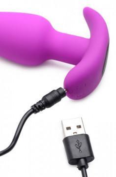 21x Silicone Butt Plug With Remote - Purple - My Sex Toy Hub