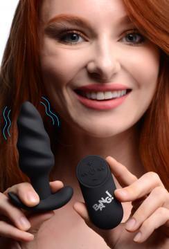 21x Silicone Swirl Plug With Remote -Black - My Sex Toy Hub