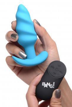 21x Silicone Swirl Plug With Remote - Blue - My Sex Toy Hub