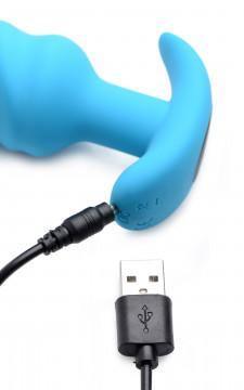 21x Silicone Swirl Plug With Remote - Blue - My Sex Toy Hub