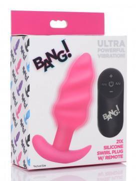 21x Silicone Swirl Plug With Remote - Pink - My Sex Toy Hub