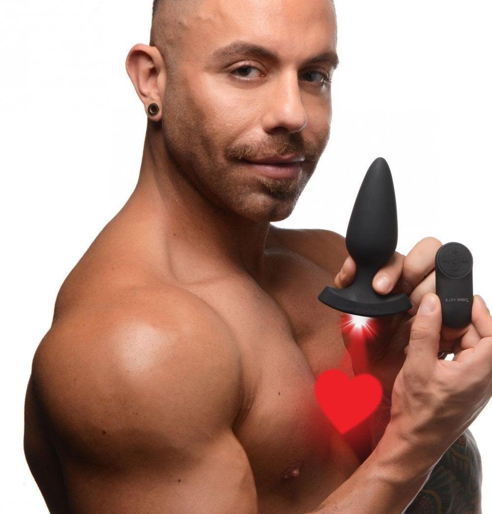 28X Laser Heart Silicone Anal Plug with Remote – Large - My Sex Toy Hub