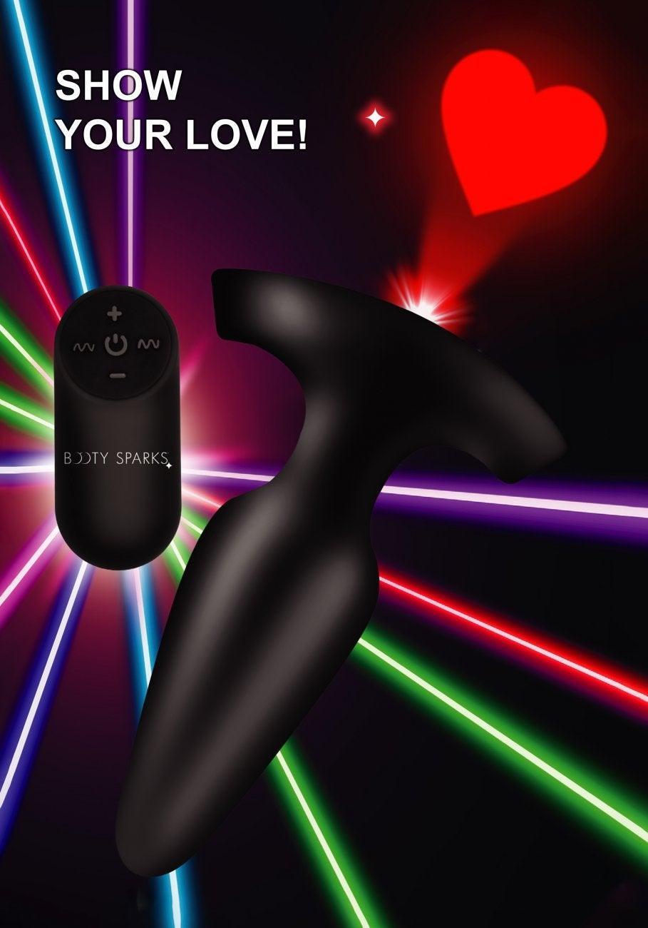 28X Laser Heart Silicone Anal Plug with Remote – Medium - My Sex Toy Hub