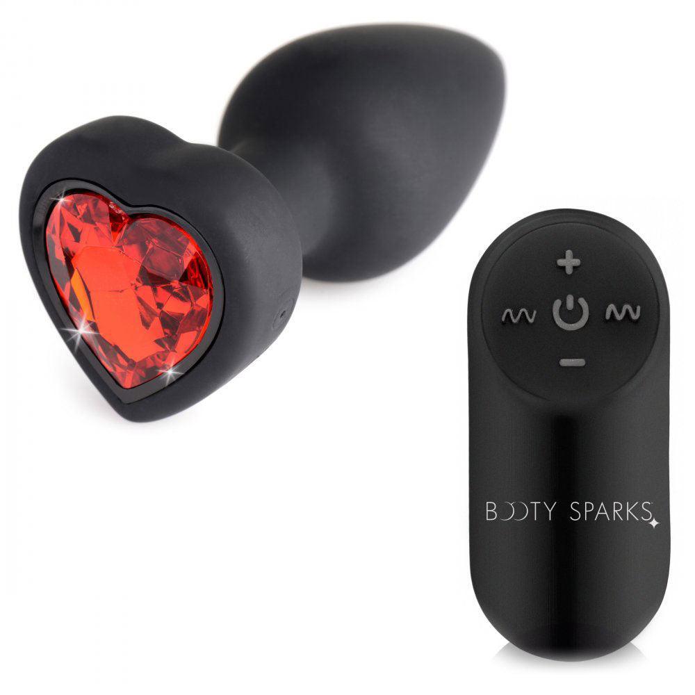 28x Silicone Vibrating Red Heart Anal Plug With Remote - Small - My Sex Toy Hub
