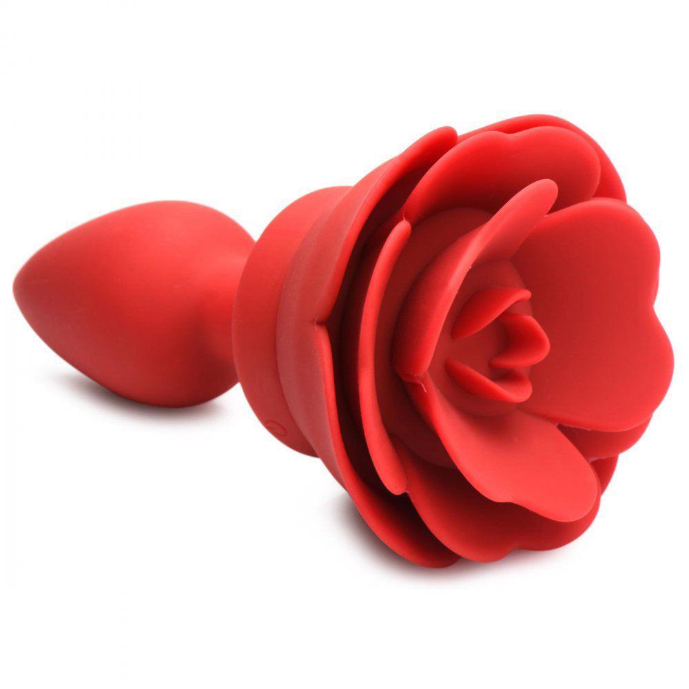 28x Silicone Vibrating Rose Anal Plug With Remote - Small - My Sex Toy Hub