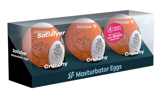 3 Pc Set Masturbator Egg - Crunchy - Orange - My Sex Toy Hub