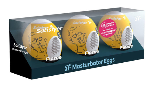 3 Pc Set Masturbator Egg - Fierce - Yellow - My Sex Toy Hub