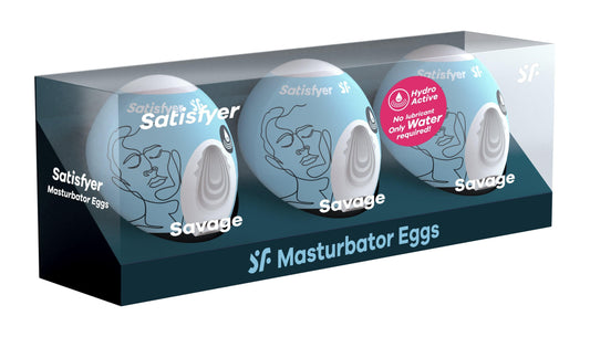 3 Pc Set Masturbator Egg - Savage - Blue - My Sex Toy Hub