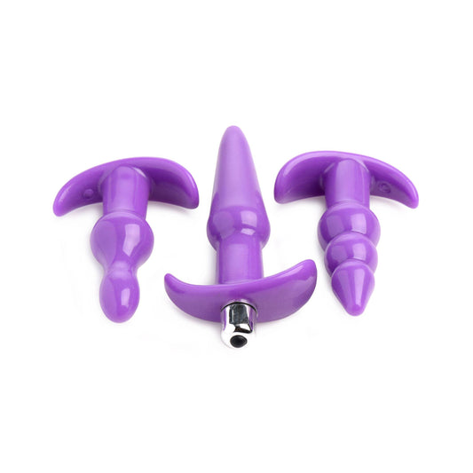 4 Pc Vibrating Anal Plug Set - Purple - My Sex Toy Hub