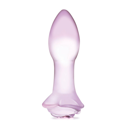 5 Inch Rosebud Glass Butt Plug - Pink - My Sex Toy Hub