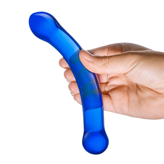 6 Inch Curved G-Spot Blue Glass Dildo - My Sex Toy Hub