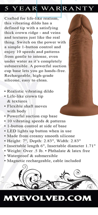 6 Inch Girthy Vibrating Dong - Dark - My Sex Toy Hub