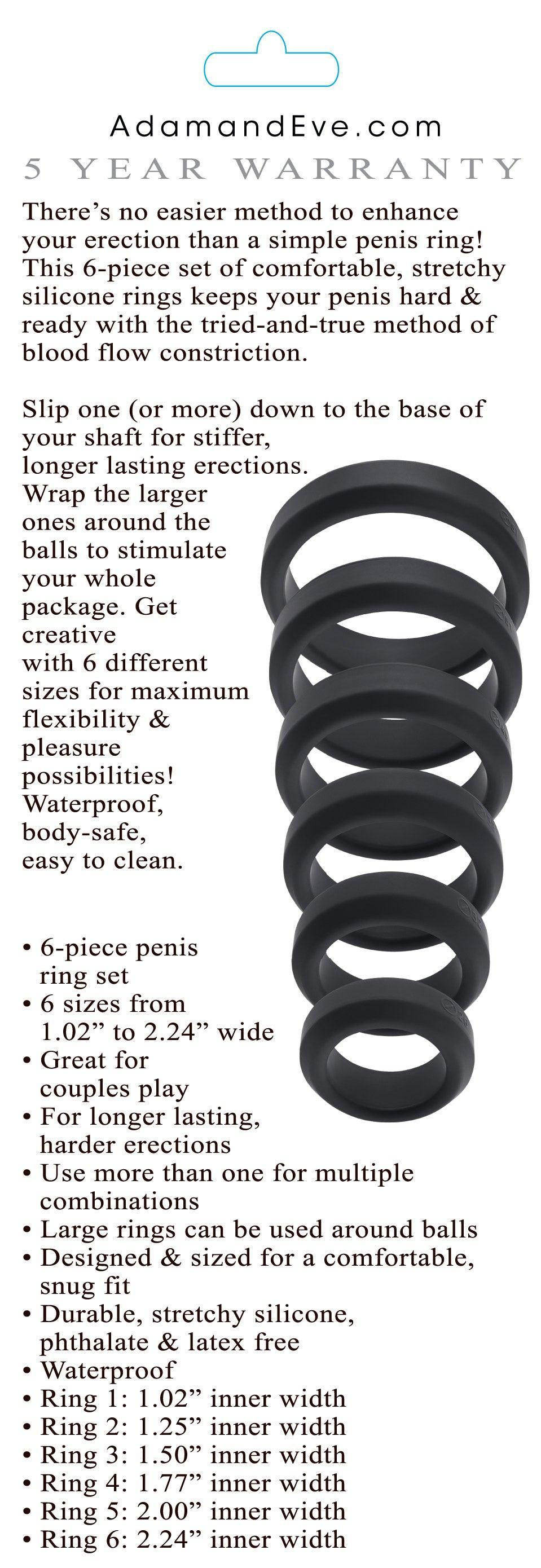 6-Piece Penis Ring Set - Black - My Sex Toy Hub
