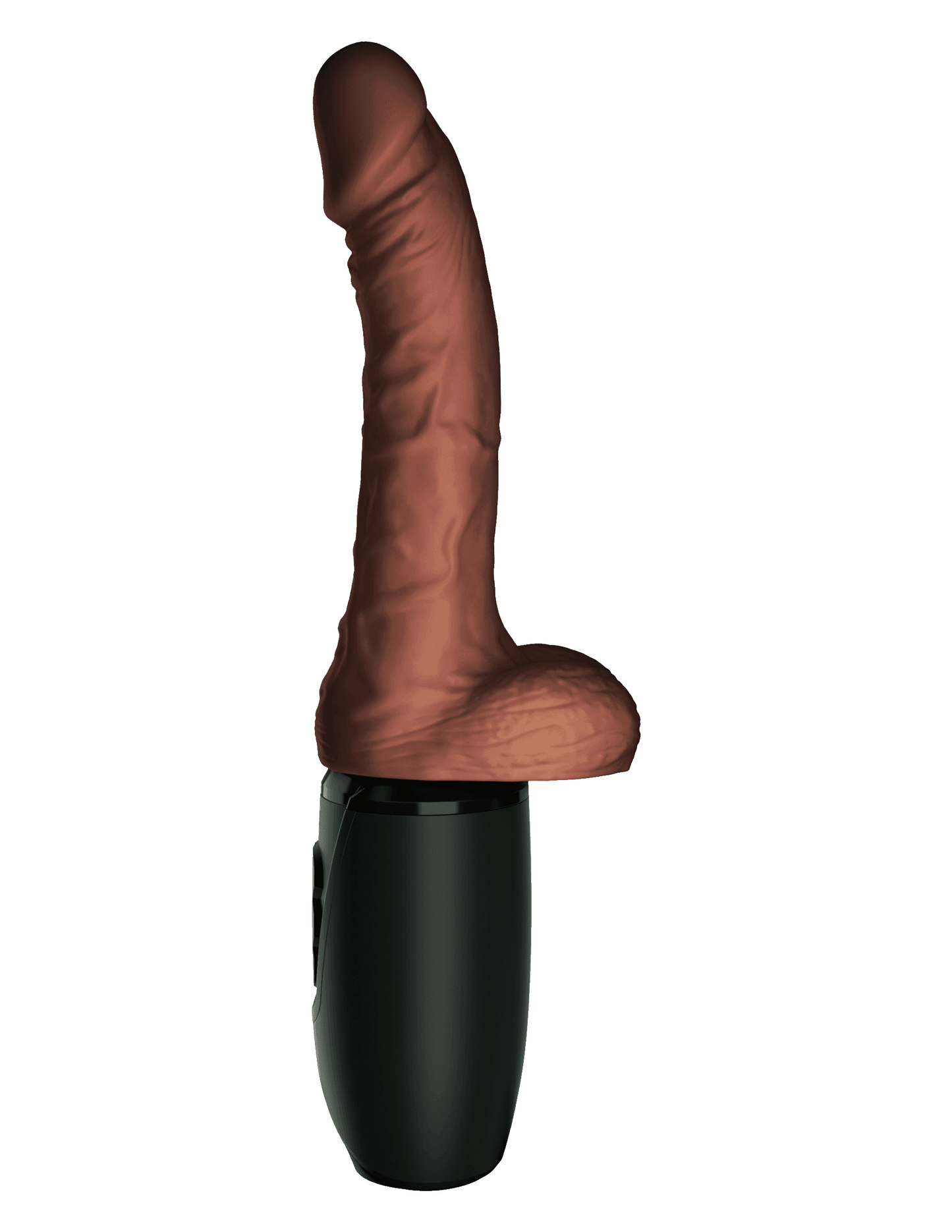 7.5 Inch Thrusting Cock With Balls - Brown - My Sex Toy Hub