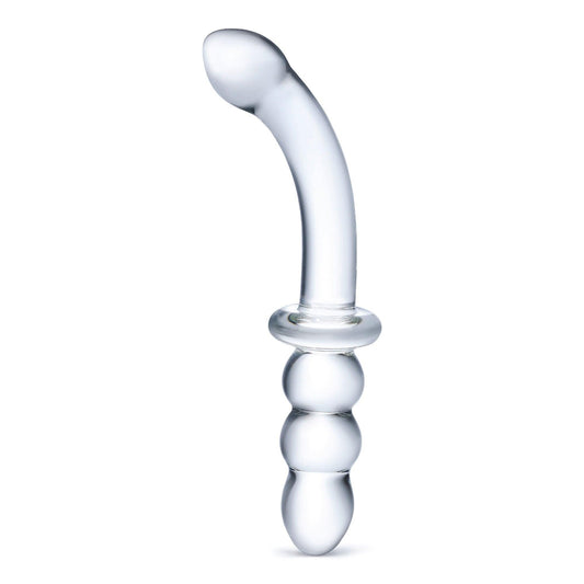 8 Inch Ribbed G-Spot Glass Dildo - Clear - My Sex Toy Hub