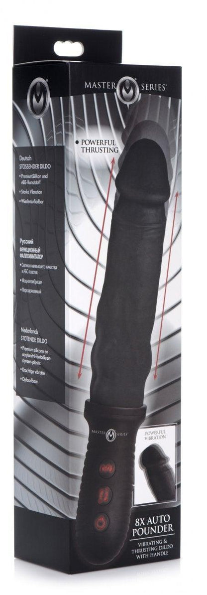 8x Auto Pounder Vibrating and Thrusting Dildo With Handle - Black - My Sex Toy Hub