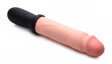 8x Auto Pounder Vibrating and Thrusting Dildo With Handle - Flesh - My Sex Toy Hub