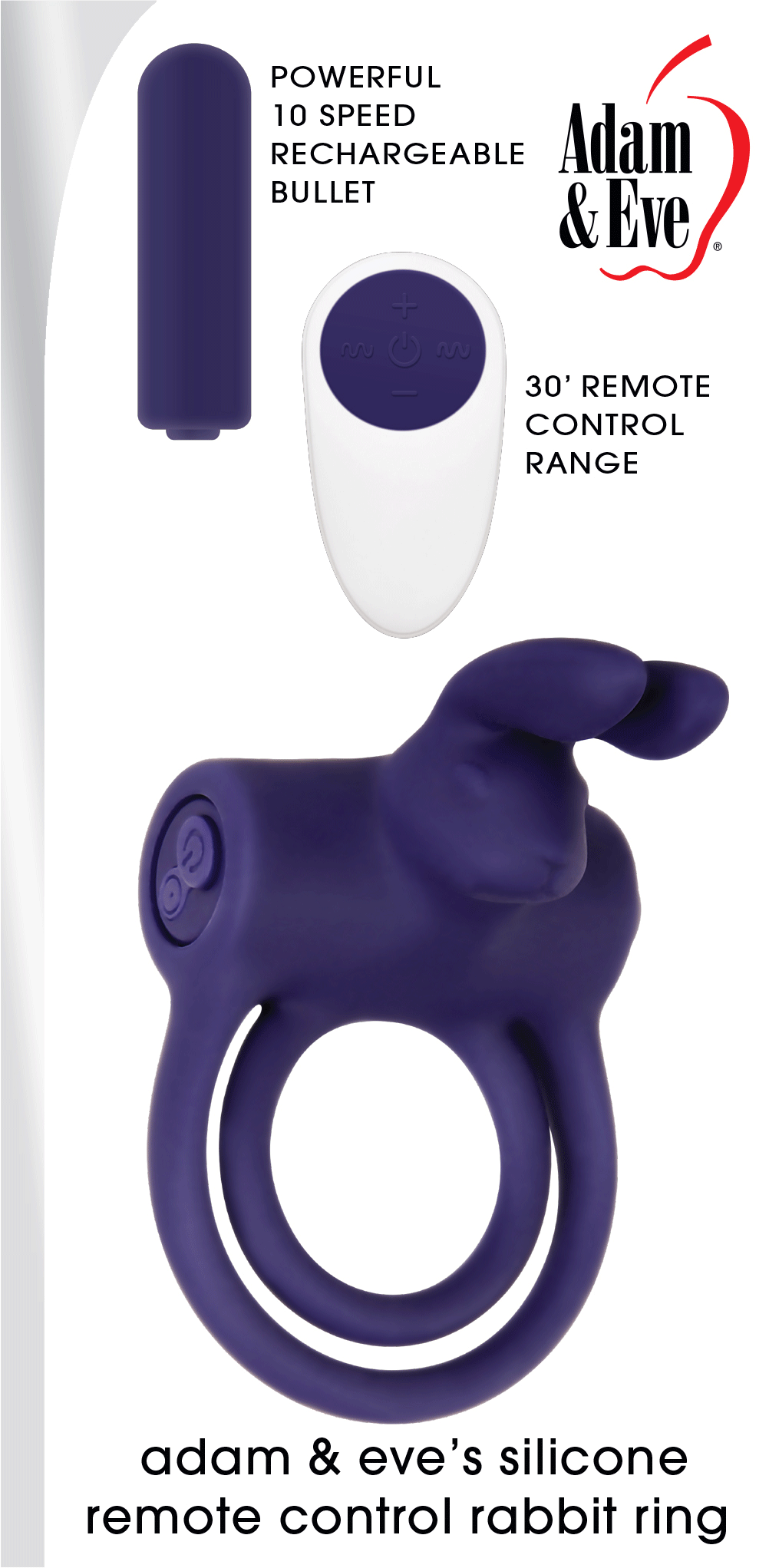 Adam and Eve Silicone Remote Control Rabbit Ring - My Sex Toy Hub