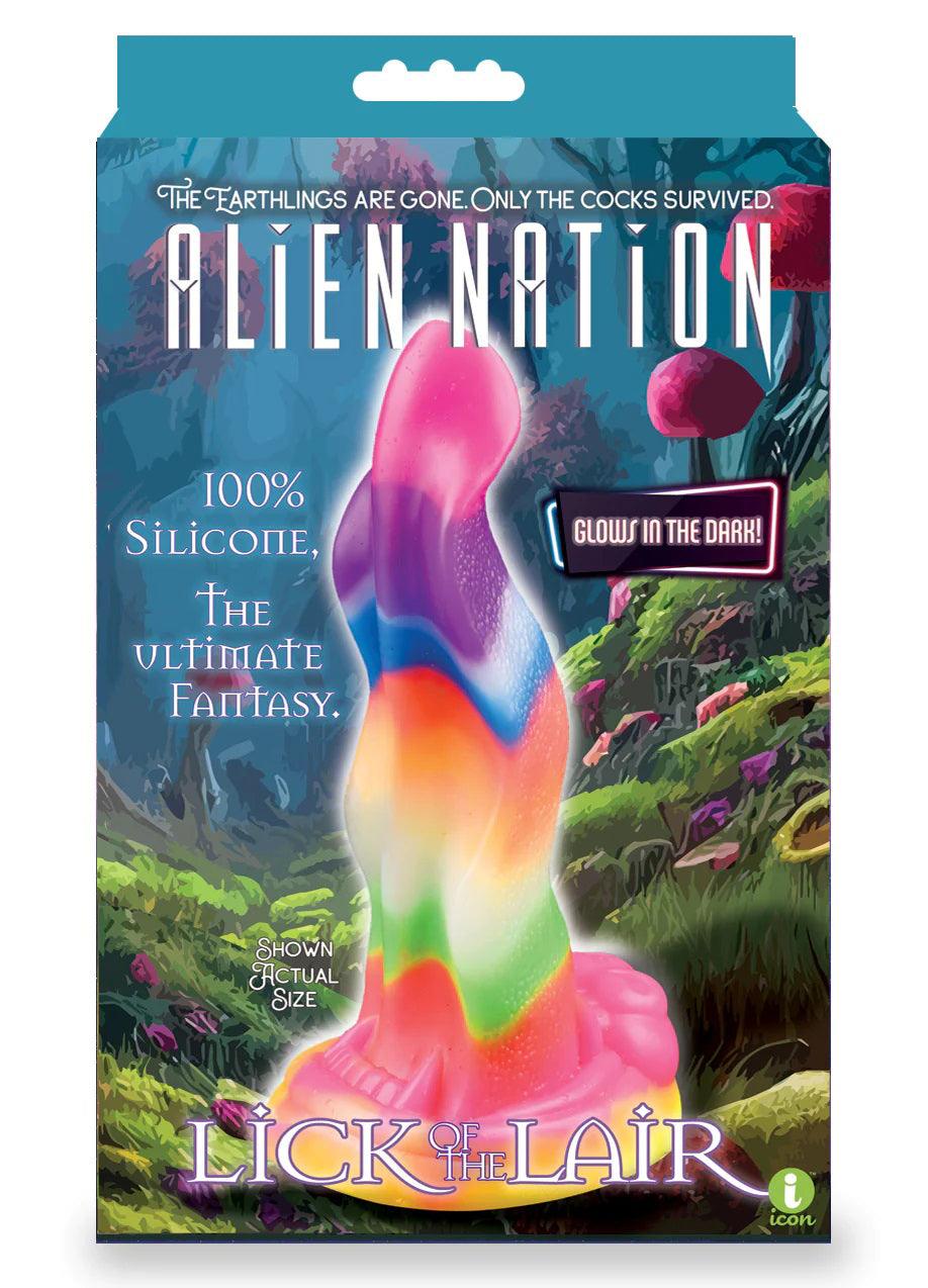 Alien Nation Lick of the Lair Silicone Glow in the Dark Creature Dildo - Multicolor - My Sex Toy Hub