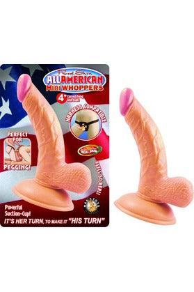 All American Mini Whoppers 4-Inch Curved Dong With Balls - Flesh - My Sex Toy Hub