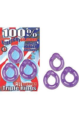 All American Triple Rings-Purple - My Sex Toy Hub