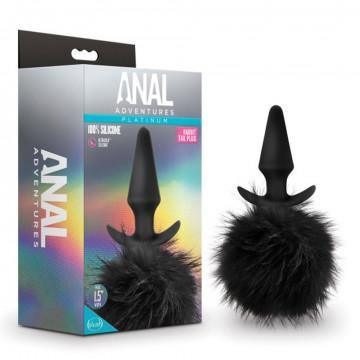 Anal Adventures - Platinum - Rabbit Tail Plug - Black - My Sex Toy Hub