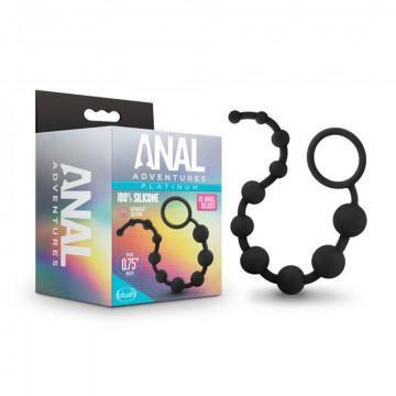 Anal Adventures - Platinum - Silicone 10 Anal Beads - Black - My Sex Toy Hub