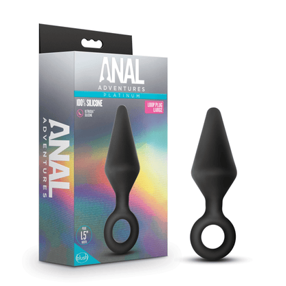 Anal Adventures Platinum - Silicone Loop Plug - Large - Black - My Sex Toy Hub