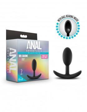 Anal Adventures - Platinum - Silicone Vibra Slim Plug - Small - Black - My Sex Toy Hub