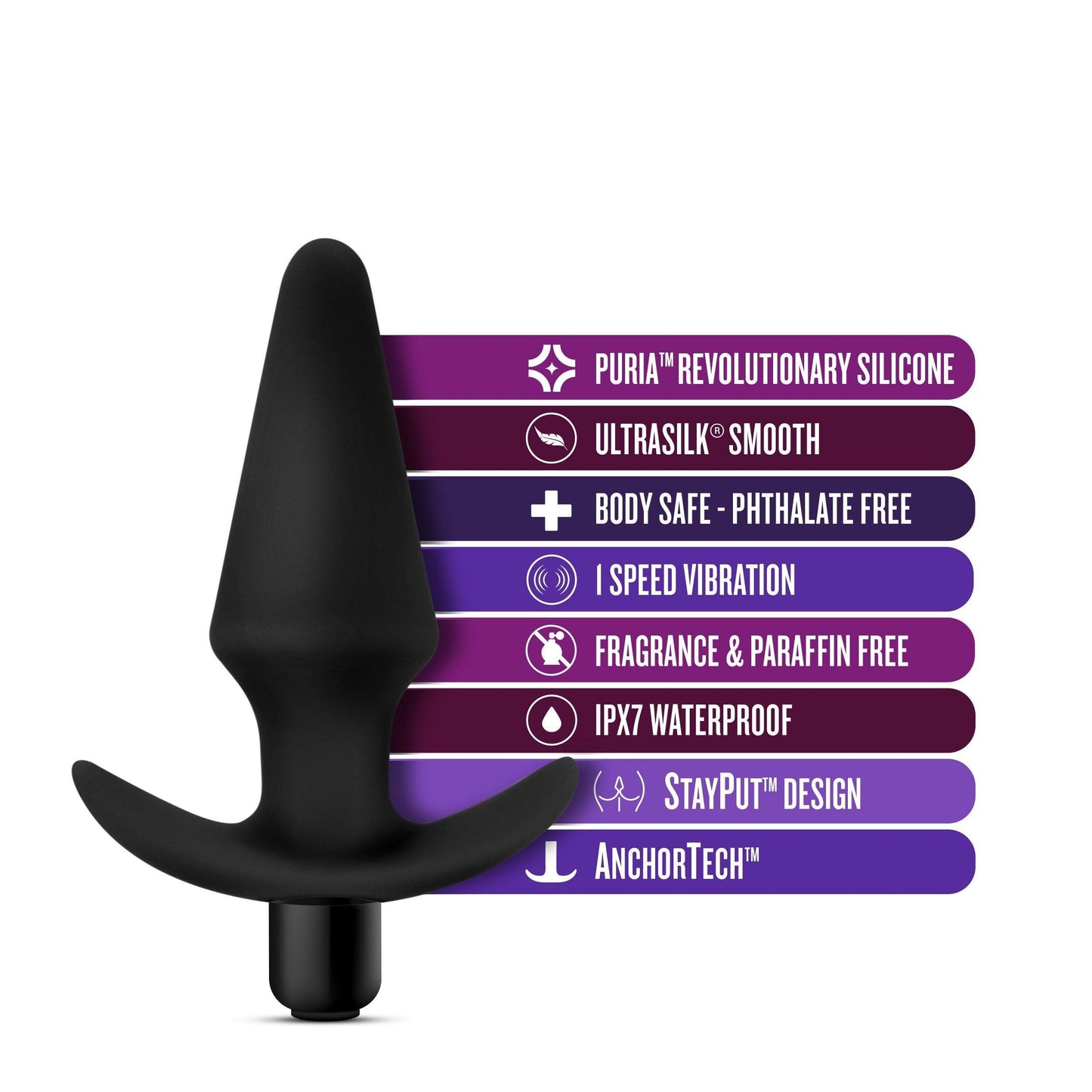 Anal Adventures Platinum - Silicone Vibrating Plug - Black - My Sex Toy Hub