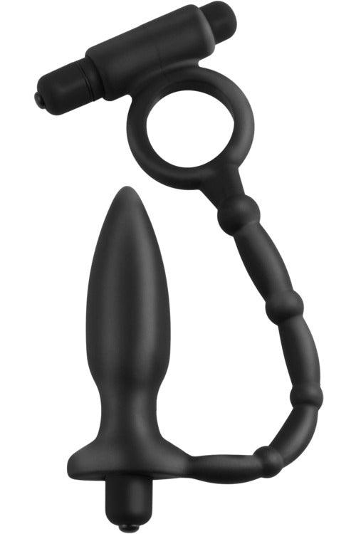 Anal Fantasy Collection Ass Kicker With Cockring - Black - My Sex Toy Hub