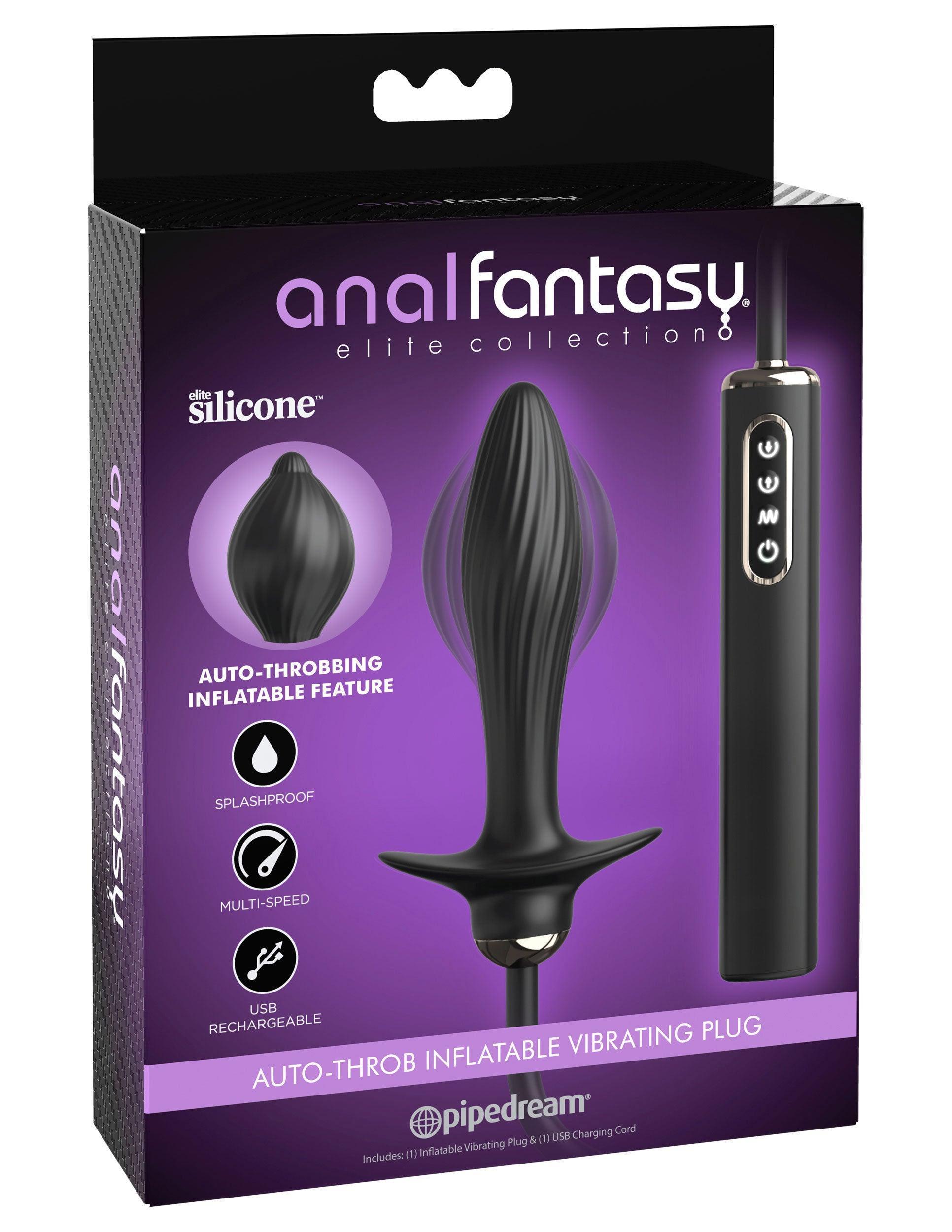 Anal Fantasy Elite Auto-Throb Inflatable Vibrating Plug - Black - My Sex Toy Hub
