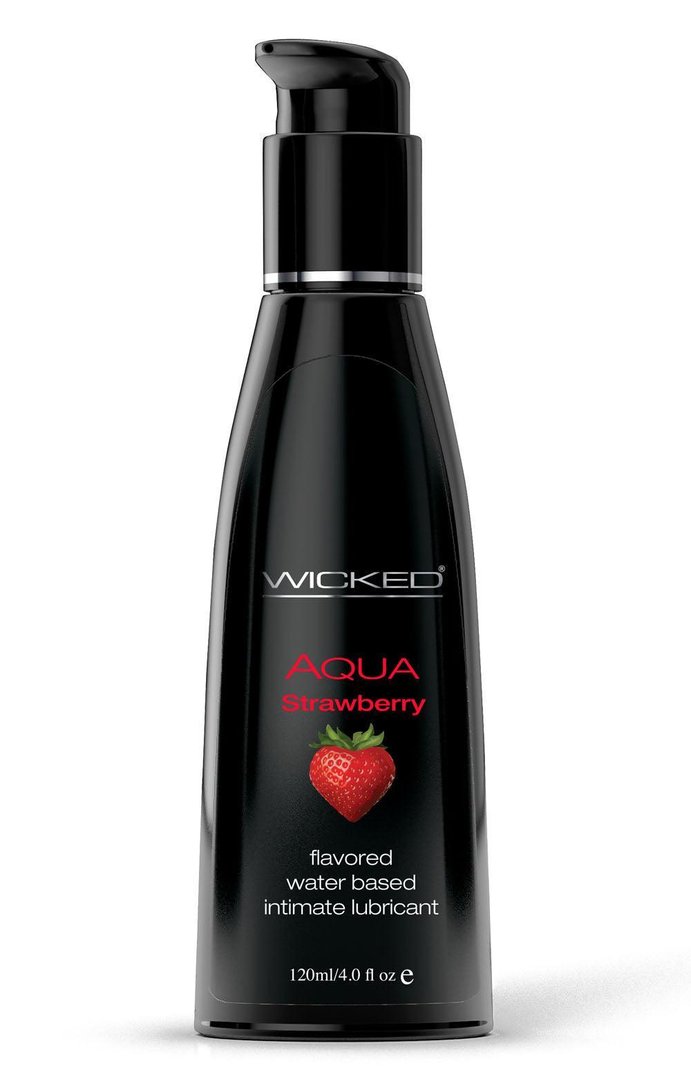 Aqua Strawberry Flavored Water Based Intimate Lubricant - 4 Fl. Oz. - My Sex Toy Hub