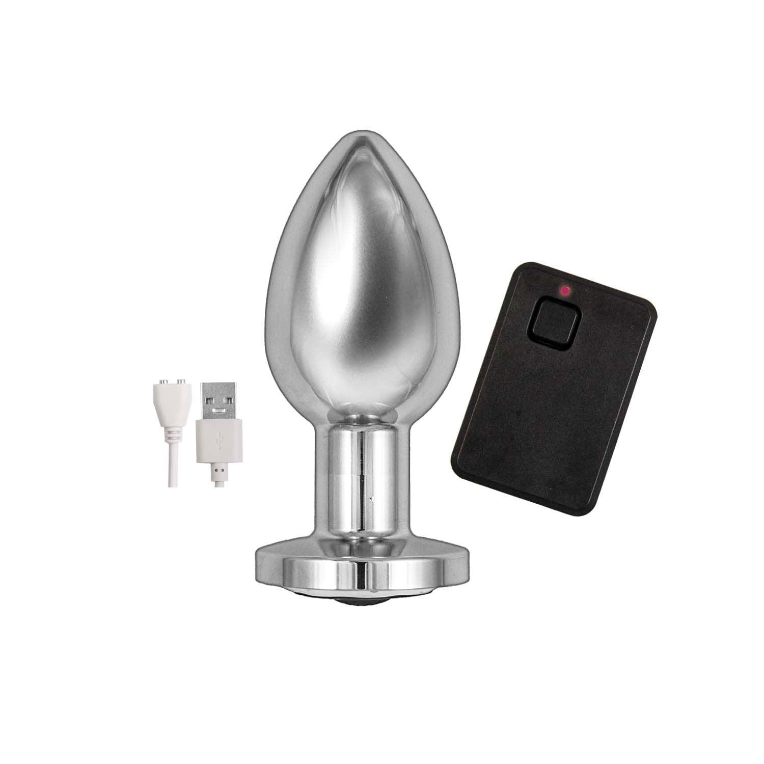 Ass-Sation Remote Vibrating Metal Plug - Silver - My Sex Toy Hub