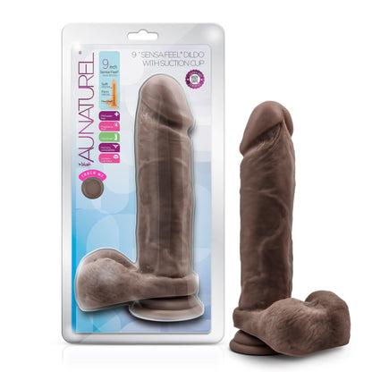 Au Natural - 9 Inch Dildo With Suction Cup - Chocolate - My Sex Toy Hub