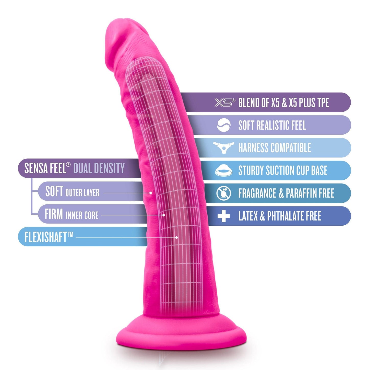 Au Naturel - Bold - Jack - 7 Inch Dildo - Pink - My Sex Toy Hub