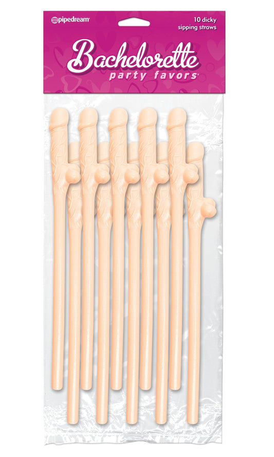 Bachelorette Party Favors - Dicky Sipping Straws - Light - 10 Piece - My Sex Toy Hub