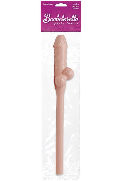 Bachelorette Party Favors - Jumbo Pecker Straw - Flesh - My Sex Toy Hub
