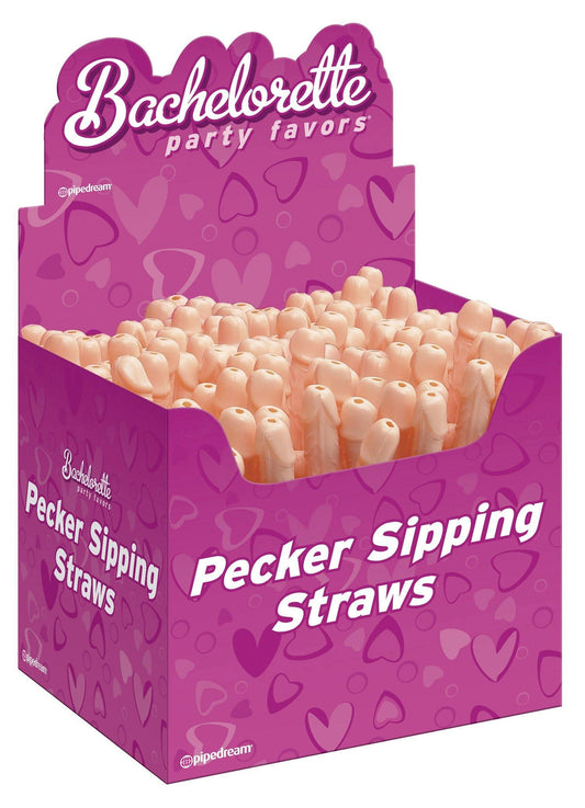 Bachelorette Party Favors Pecker Sipping Straws - 144 Piece Display - Light - My Sex Toy Hub