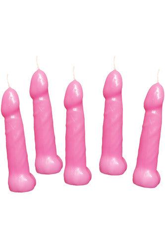 Bachelorette Pecker Party Pink Candles 5pk - My Sex Toy Hub