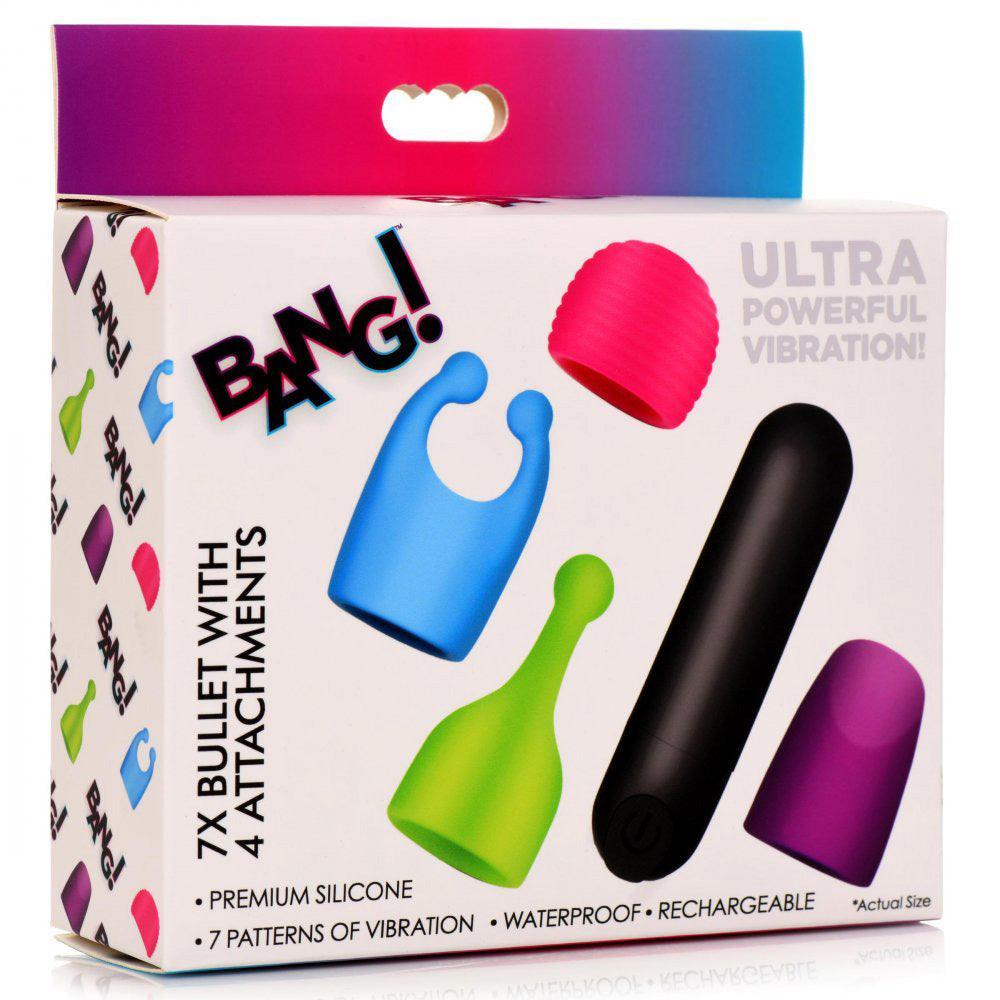 Bang - Rechargeable Bullet With 4 Attachments - My Sex Toy Hub