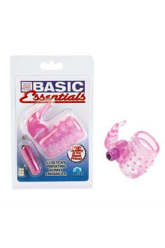 Basic Essentials Stretchy Vibrating Bunny Enhancer - Pink - My Sex Toy Hub