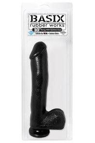 Basix Rubber Works - 10 Inch Dong With Suction Cup - Black - My Sex Toy Hub