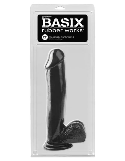 Basix Rubber Works 12 Inch Dong With Suction Cup - Black - My Sex Toy Hub